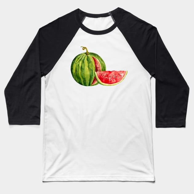 Watercolor watermelon Baseball T-Shirt by lisenok